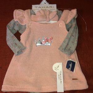 Baby girl 0-3 month dress 3 pieces dress ,head band, under shirt long sleeve